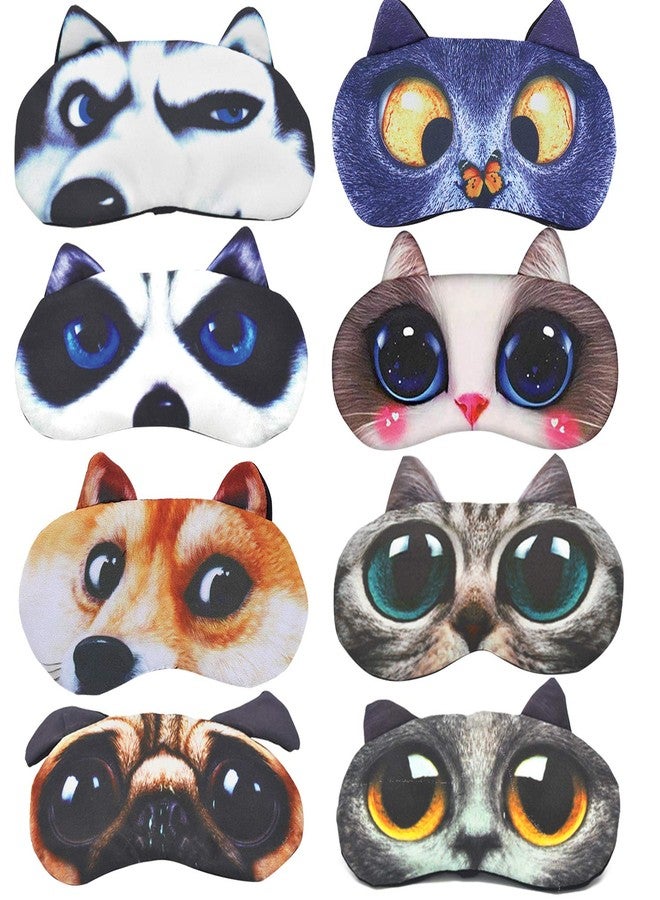 HYCLES Sleep Mask for Kids Sleeping Eye Cover Cute Cartoon Animal Funny 8 Pcs Blindfold Eyeshade for Men Women Plane Travel Game Nap Night Sleeping - Image 1