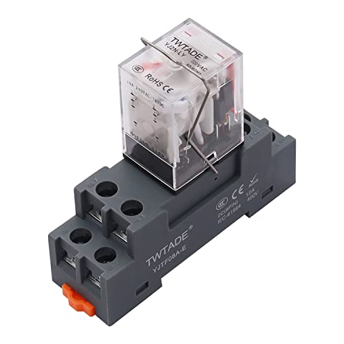 TWTADE/AC 220V Electromagnetic Power Coil Relay 10A 8 Pins DPDT 2NO 2NC with Indicator Light and Socket Base -YJ2N-LY - Image 1