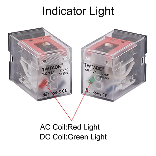TWTADE/AC 220V Electromagnetic Power Coil Relay 10A 8 Pins DPDT 2NO 2NC with Indicator Light and Socket Base -YJ2N-LY - Image 3