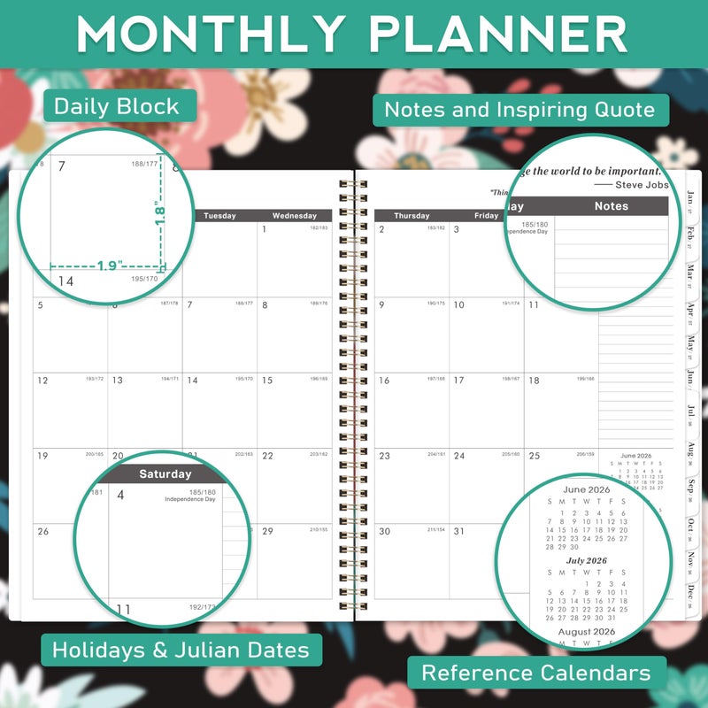 Tersus 2026-2029 Monthly Calendar/Planner - 3 Year Planner from JULY 2026 - JUNE 2029, 9'' x 11'', 3 Year Calendar Planner with Monthly Tabs, Two-Side Pocket, Contacts Pages, Notes Pages - Image 4