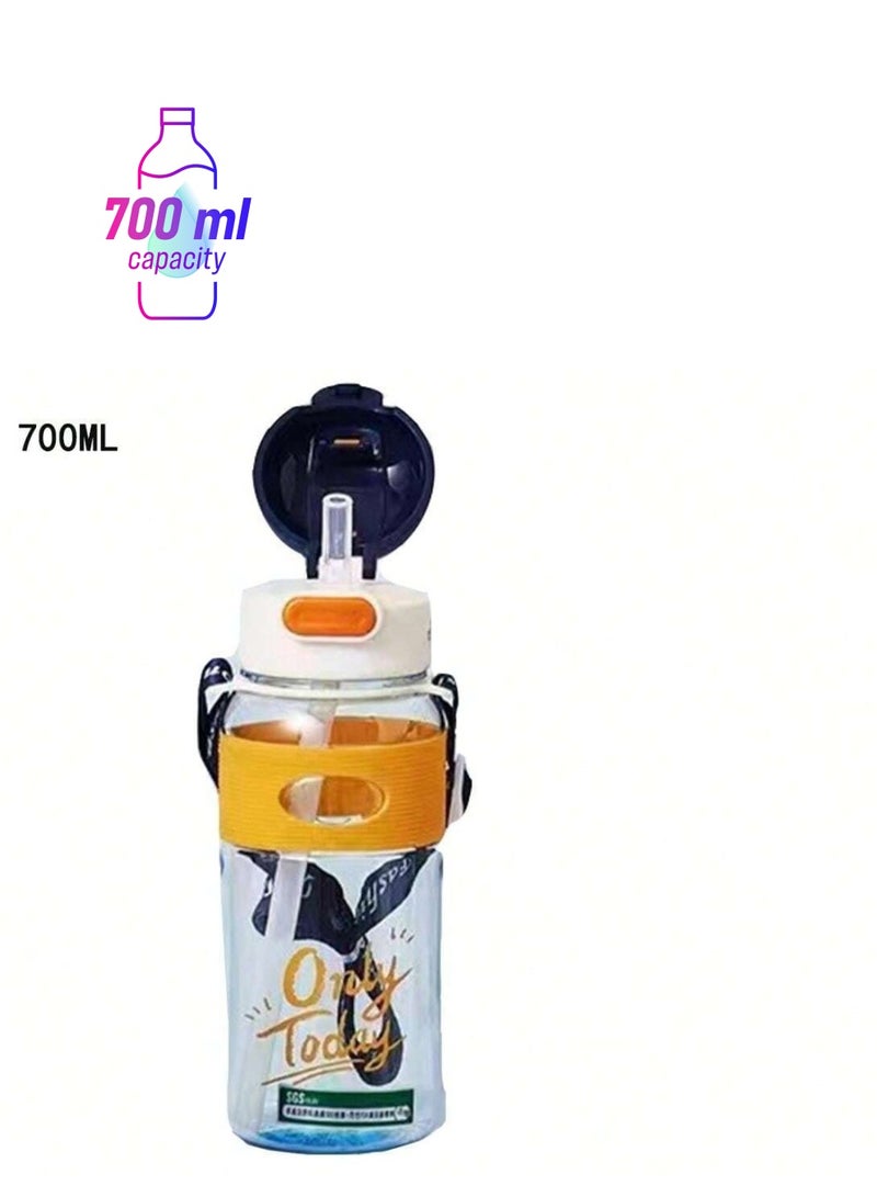 Kids Water Bottle with Straw – 700ML, BPA Free, Leakproof – Flip Lid, Easy Sip Straw, Portable with Strap – Durable Water Bottle for Boys & Girls – Ideal for School, Sports, and Travel - Image 1