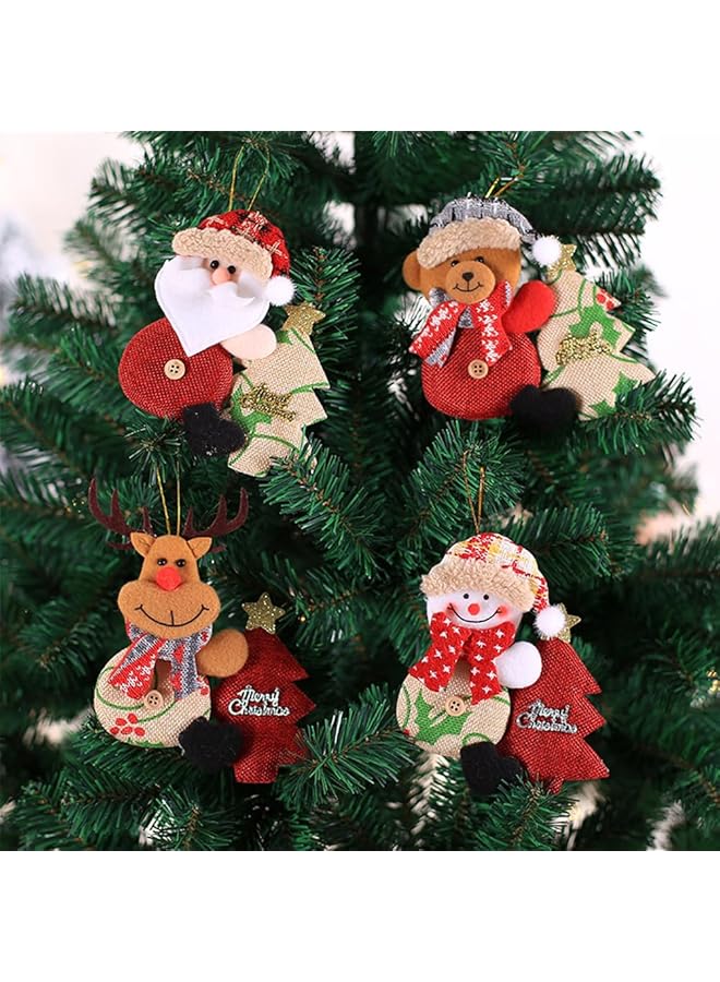 The Bros 4 قطع زينة شجرة عيد الميلاد - زينة قماش معلقة مع خطافات، زينة عيد الميلاد للمنزل والمكتب - Image 1