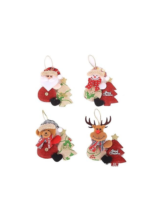 The Bros 4 قطع زينة شجرة عيد الميلاد - زينة قماش معلقة مع خطافات، زينة عيد الميلاد للمنزل والمكتب - Image 2