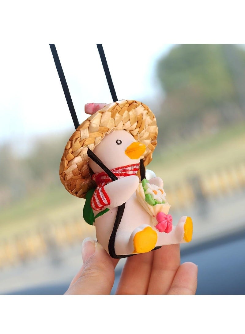 كابتن تيك Swinging Duck Car Hanging Ornament - Cool Pink Fedora Hat & Guitar Design - Rear View Mirror Accessories for Vehicles, Homes, Offices - Image 5