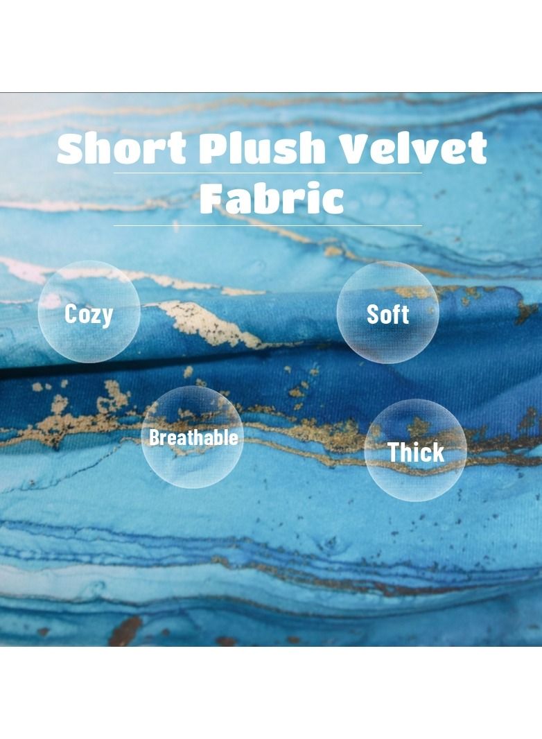 Mistyblue 4pcs Turquoise Design Cushion Cover Set 18x18 Inch Misty Blue Home Decorative Throw Pillow Cases Double Sided Pattern Short Plush Velvet 45x45cm Square Cushion Case For Sofa Couch  - Image 2