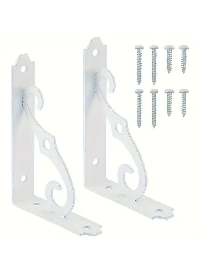 2 Pcs Black Heavy Duty Floating Shelf Brackets Wall Mounted Corner Brace Support - Image 2