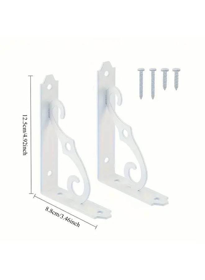 2 Pcs Black Heavy Duty Floating Shelf Brackets Wall Mounted Corner Brace Support - Image 4