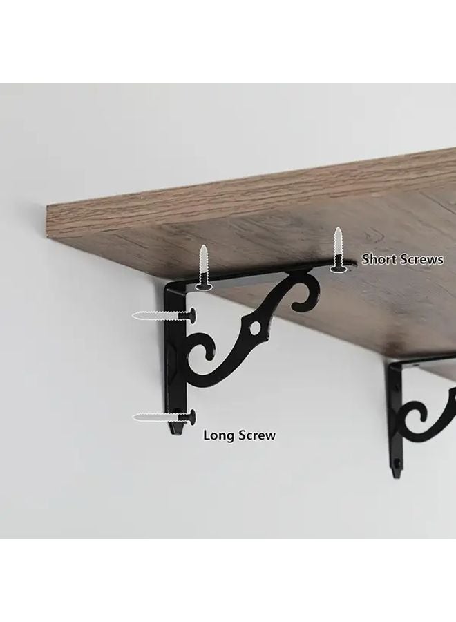 2 Pcs Black Heavy Duty Floating Shelf Brackets Wall Mounted Corner Brace Support - Image 5