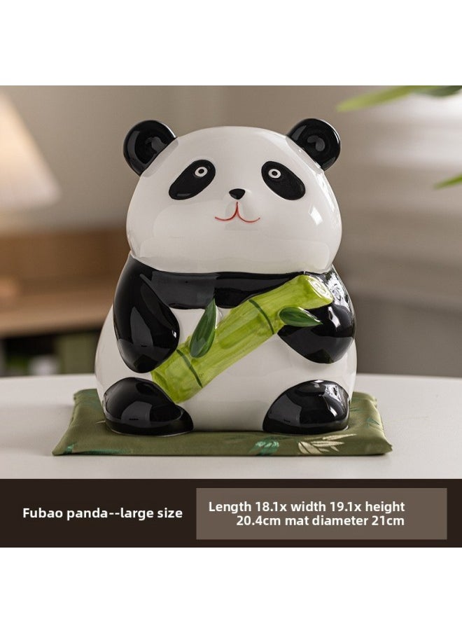 Generic Dongnot Panda Ceramic Ornaments Internet Celebrant Piggy Bank Cartoon Cute National Treasure Living Room Desktop Jewelry Personalized Piggy Bank-Color:Fubao Panda [large Size] Delivery Cloth Mat  - Image 1