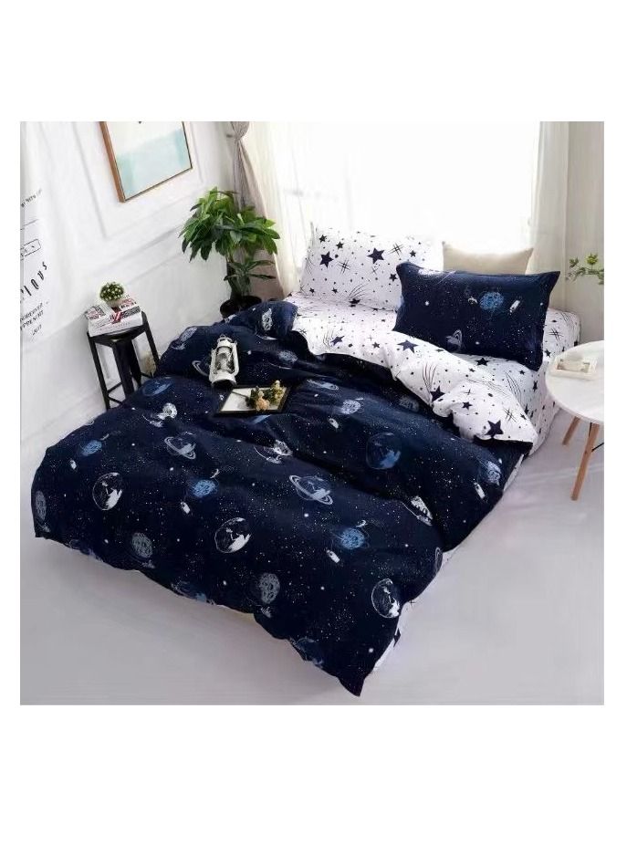طقم أغطية لحاف 6 قطع قابل للغسل ومسامي ، غطاء لحاف بطبعة شجرة فائق النعومة- C 220x240 سم (87x94 بوصة) 
