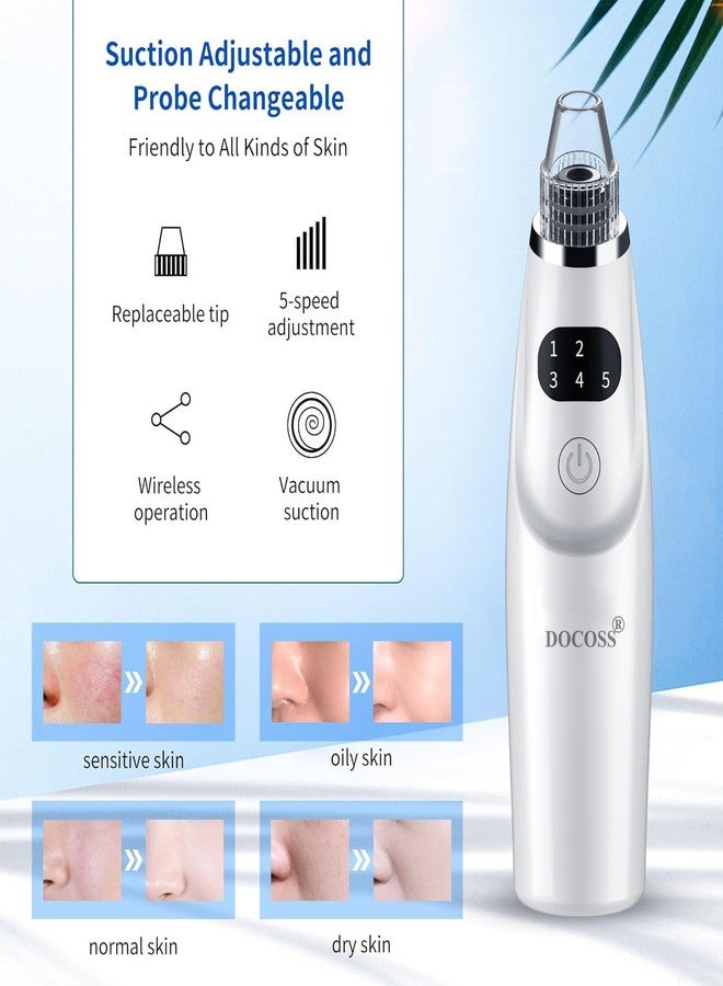 Docoss Ultrasonic Black head Remover Tool -Rechargeable White heads & Blackhead Removal Machine for Nose with 5 Suction Levels and Probes, Pore Cleansing Machine for Skin Lifting & Brighter Face - Image 5