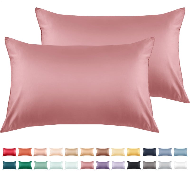 Warmstar Warmstar Cotton Pillow Cases Standard Size Set of 2  600 Thread Count Pillowcases 20x26 Inches  Soft Long Staple Cotton Pillowcases Breathable with Envelope Closure Lotus Pink  - Image 1