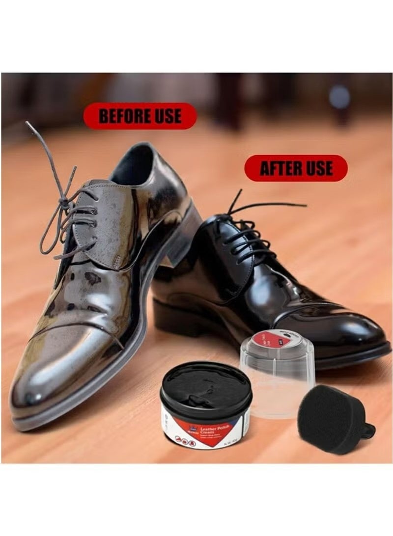 MANGO Leather Polish Cream，Self Shine Black Shoe Polish with Applicator Shoe Cream Shoe Shine Sponge Kit Shoe Shiner for Leather Boots and Shoes Care, Protects Leather from Scuffs and Scratches（Black 40g） - Image 4