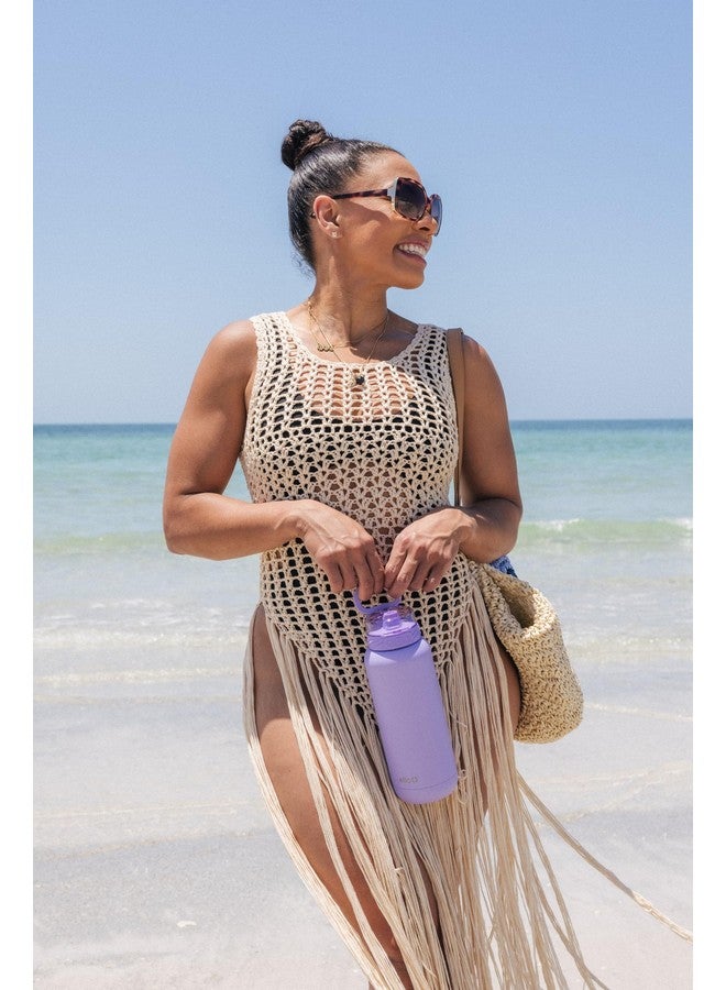 Ello Cooper 32oz Stainless Steel Water Bottle with Straw and Carry Handle, Double Walled and Vacuum Insulated Metal, Leak Proof Locking Lid with Soft Silicone Spout, Reusable, BPA Free, Lilac - Image 2