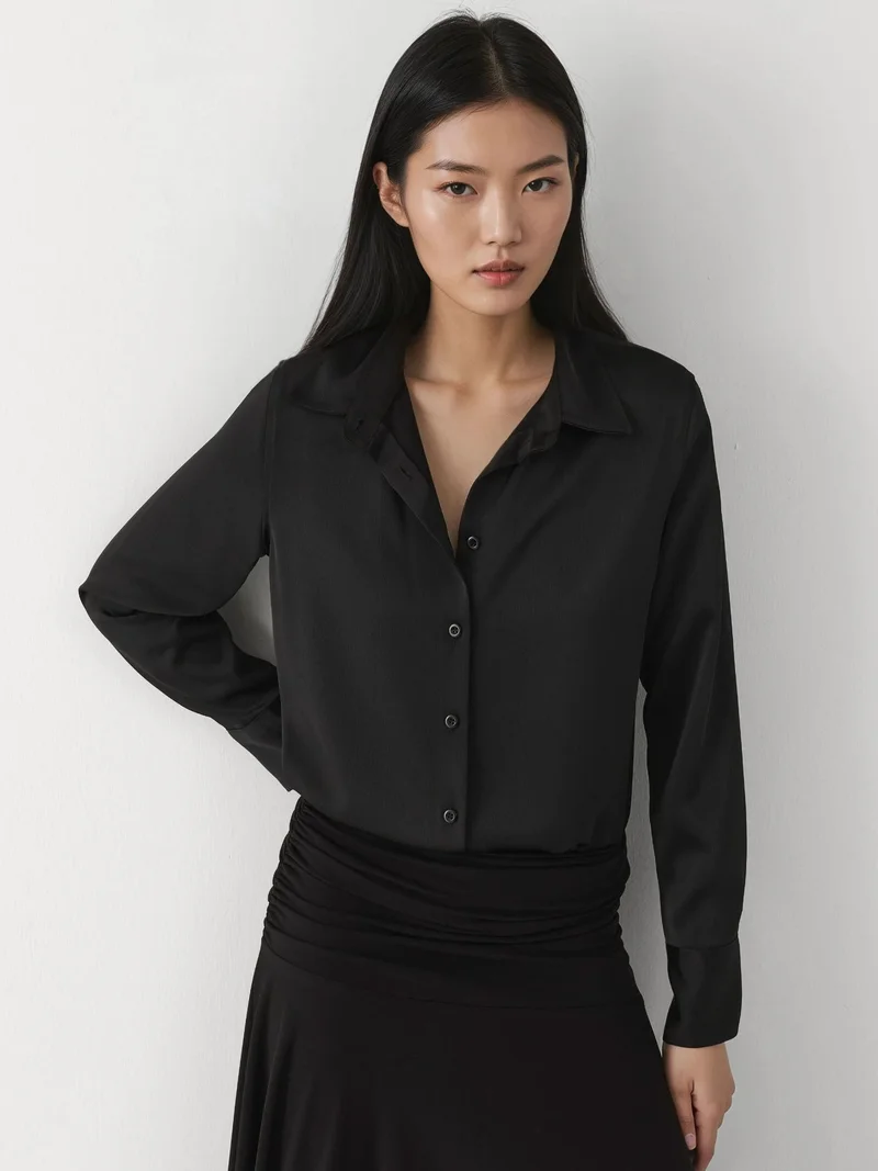 HICCUP Long Sleeve Satin Shirt