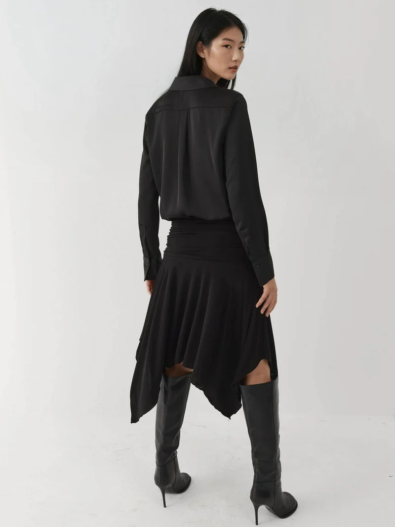 HICCUP Black Long Sleeve Satin Shirt for Women | Best Price UAE