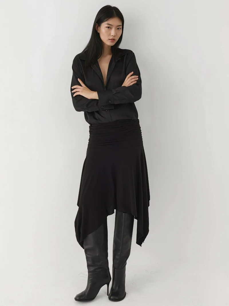 HICCUP Black Long Sleeve Satin Shirt for Women | Best Price UAE