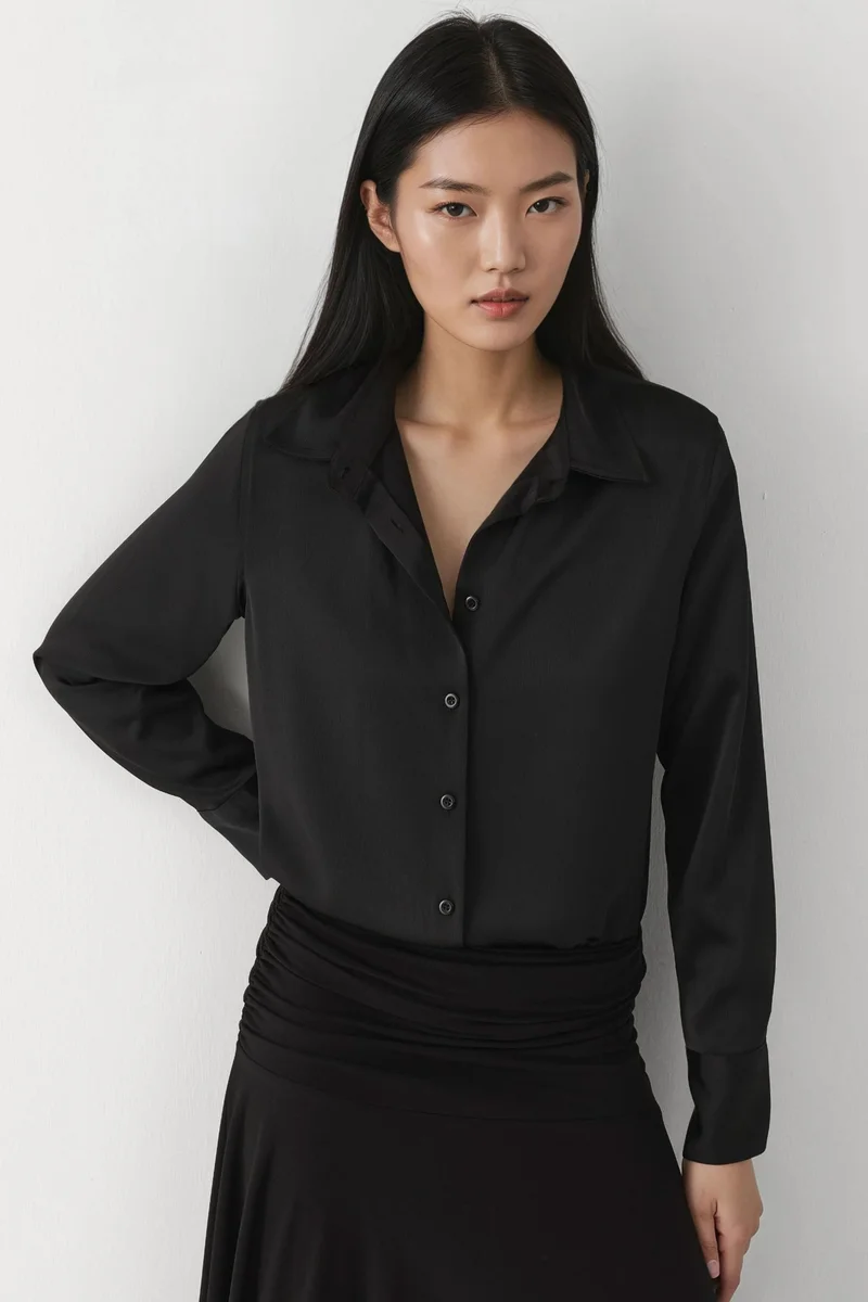 Hiccup Long Sleeve Satin Shirt
