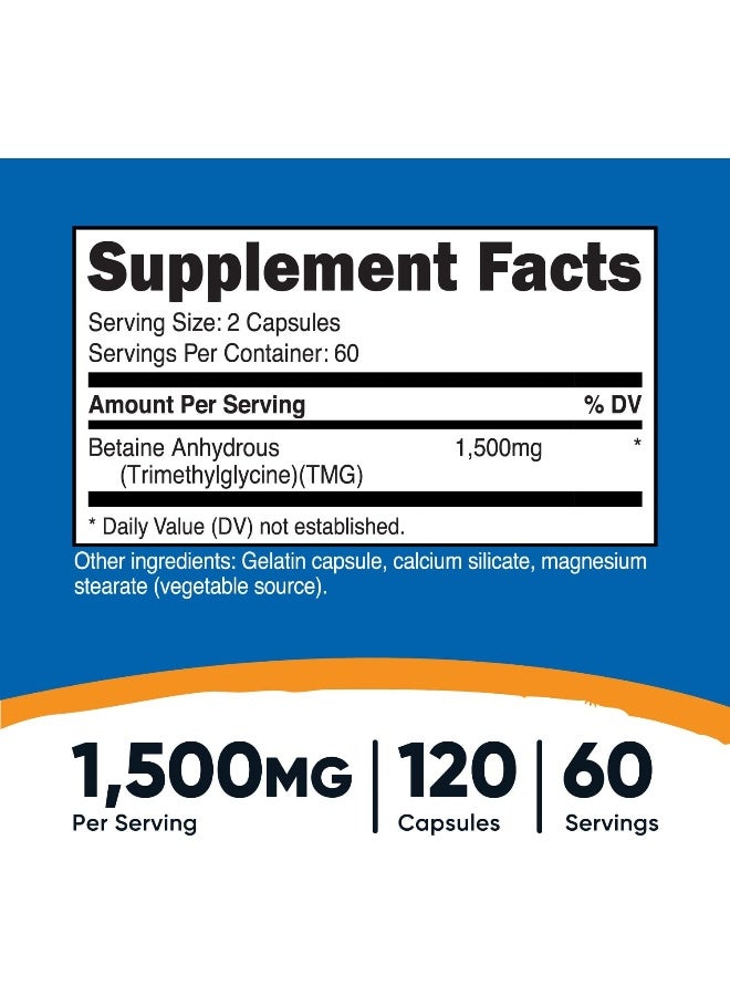 Nutricost Betaine Anhydrous Capsules 1500Mg, 60 Servings - Gluten Free, Non-Gmo, 750Mg Per Cap, 120 Capsules - Image 5