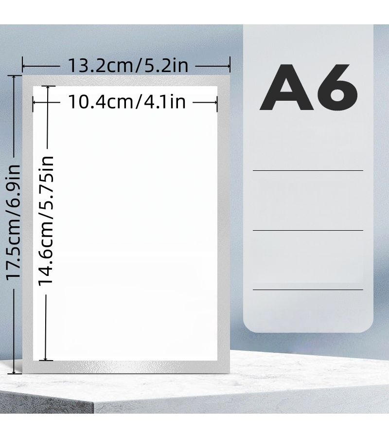 2pcs Self Adhesive Display Boards Portable A6 Silver Wall Mounted Photo File Holders For Brochures Flyers Certificates Advertisement Announcements Posters Menus - Image 4