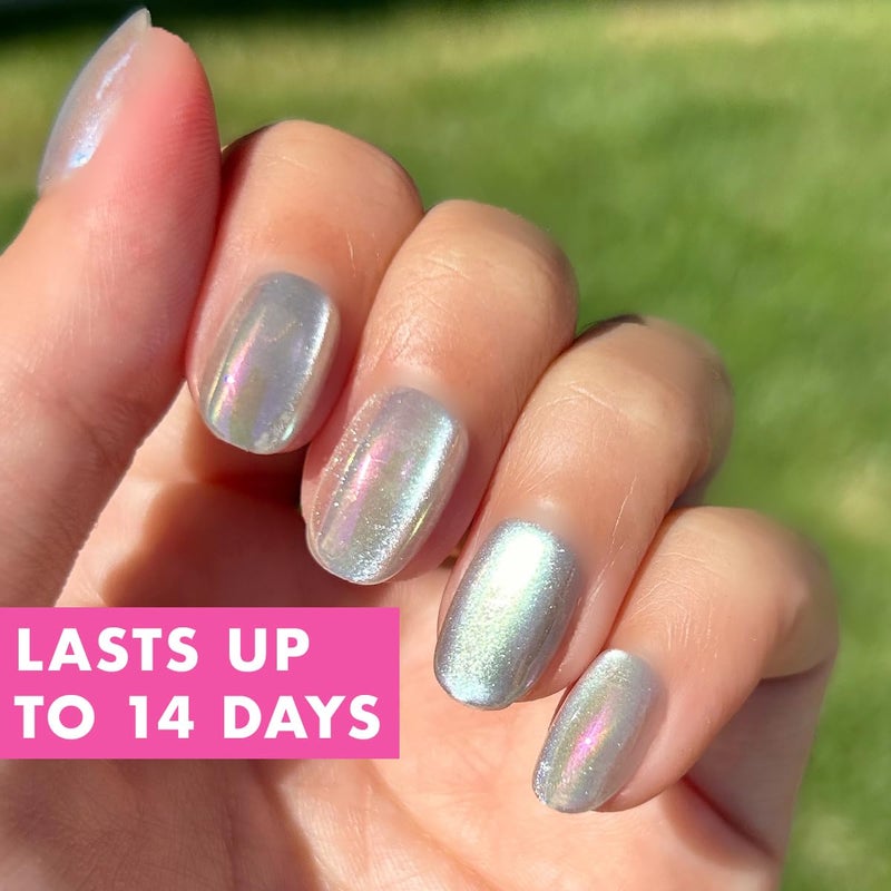Olive & June Instant Mani Press-On Nails (Glue) | 42 Fake Nails, 21 Sizes | Non-Toxic, Long-Lasting Recycled Materials | Spring Flowers & Patterns | Extra Short, Round | Sheer Lavender Shimmer - Image 2