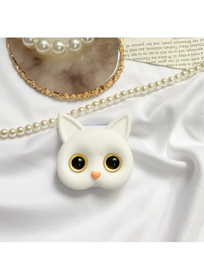 Mobile Phone Grip Stand, Cute Cat and Mirror Design A stand for both purposes，Mobile Phone Grip Stand Holder for Smartphone Tablet Cell Phone Accessory White - Image 5