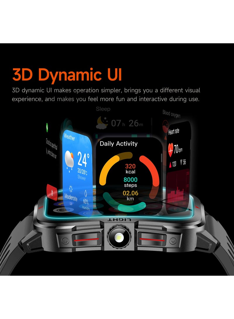 RollsTimi  New Men's Bluetooth Smartwatch, Equipped 2.01-Inch TFT Full-Screen Touch, Supports Flashlight Lighting, Sports Sleep Monitor, Equipped Magnetic Charging, Both Vibration Reminder Remote Camera Functions,Smart Wearable Watch - Image 4