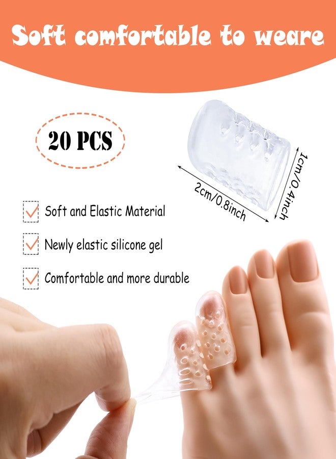 Drokenle Silicone Toe Protectors, 20Pcs Anti-Friction Gel Toe Sleeves Clear Toe Caps Guards with Holes, Breathable Toe Cushions for Pain Relief, Blisters, Corns and Calluses Protection - Image 2