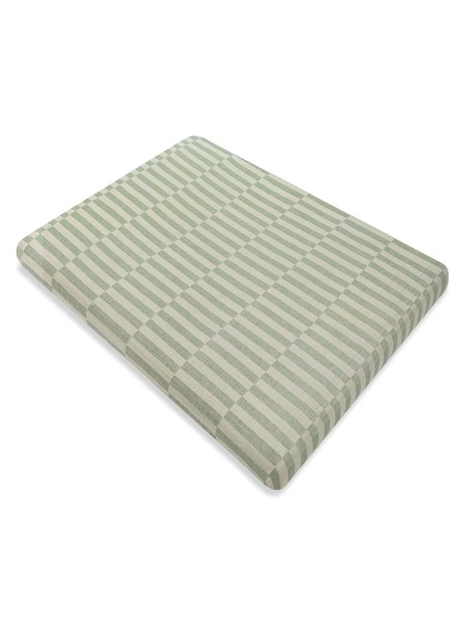 Babyletto 100% Organic Cotton All-Stages® Midi Crib Sheet, GOTS-Certified, Fitted 360°, Ultra-Soft and Breathable Muslin - Moss Green Offset Stripe - Image 2
