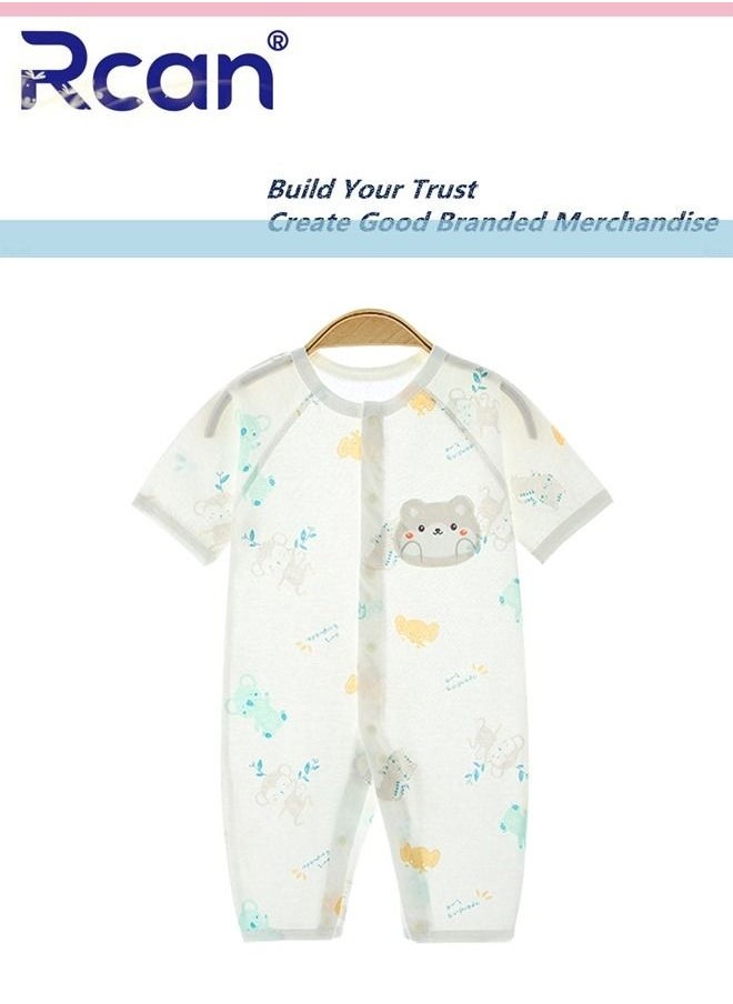 Rcan Baby Cotton Onesie Bodysuit, Cartoon Print Newborn Short-Sleeved Bodysuit, Loose and Soft One-Piece Crawler Suit for Baby Unisex  - Image 5