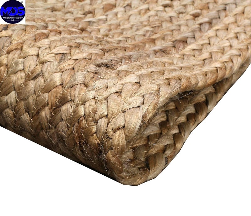 MDS Pack of 1 Handwoven Oval Jute Braided Table Runner 13 x 108 Inch, 100% Natural Reversible Farmhouse Rustic Vintage Dining Table Runner for Home Decor, Kitchen, Indoor & Covered Door Entrances - Image 2