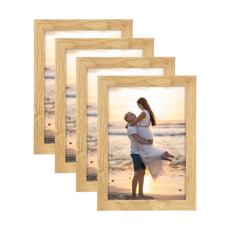 ATOBART 5x7 Picture Frame  Composite Wood Photo Frame with Perspex Glass for Vertical or Horizontal Tabletop Wall Display for Photos  Paintings  Posters  Artwork  Birthday Christmas Gift  Set of 4