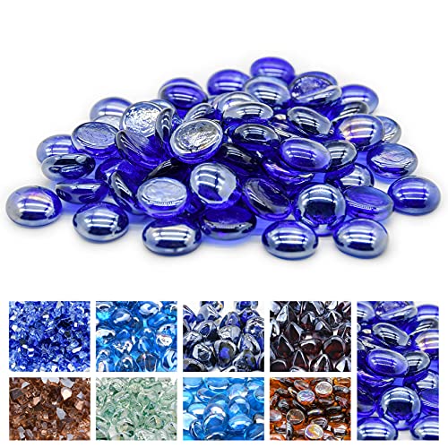 GasSaf Blue Fire Glass Beads for Outdoor Fire Pit, Fireplace, Replaces Existing Gas Logs & Lava Rocks, 3/4 Inch Glass(10 Pound)(Cobalt Blue) - Image 1