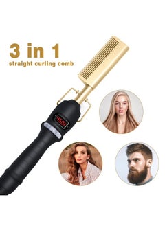 General Wet and dry LCD electric heating copper comb hair straightener household golden perm curling iron  - Image 2