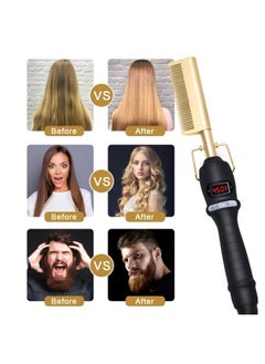 General Wet and dry LCD electric heating copper comb hair straightener household golden perm curling iron  - Image 4