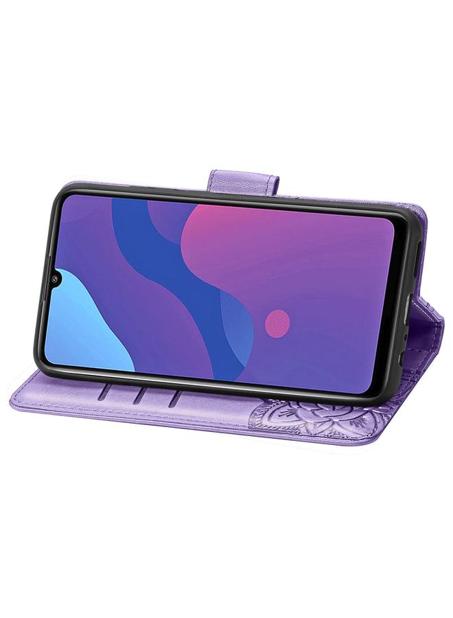 اس-توب جراب لهاتف Huawei Honor 9A، جراب جلدي أفقي منقوش عليه زهرة حب الفراشة مع حامل / فتحة بطاقة / محفظة / حبل - Image 3