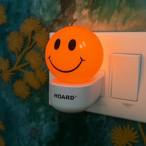HOARD Plastic 0.5W LED Night Lamp with Smily Face | Attractive Night Light | Night Lamp for Bedroom - Pack of 1 (Orange) - Image 1