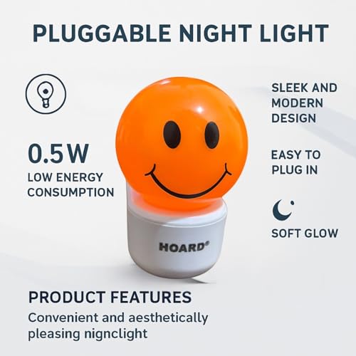 HOARD Plastic 0.5W LED Night Lamp with Smily Face | Attractive Night Light | Night Lamp for Bedroom - Pack of 1 (Orange) - Image 4