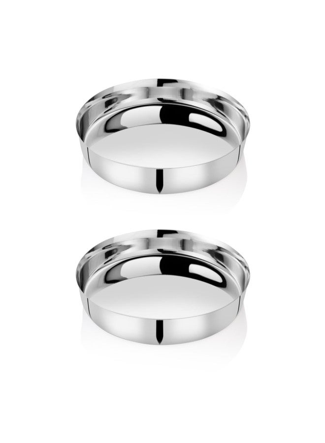 EMBASSY Plain Khumcha Spl/Dinner Plate, Size 12, 26.1 cms (Pack of 2, Stainless Steel) - Image 1