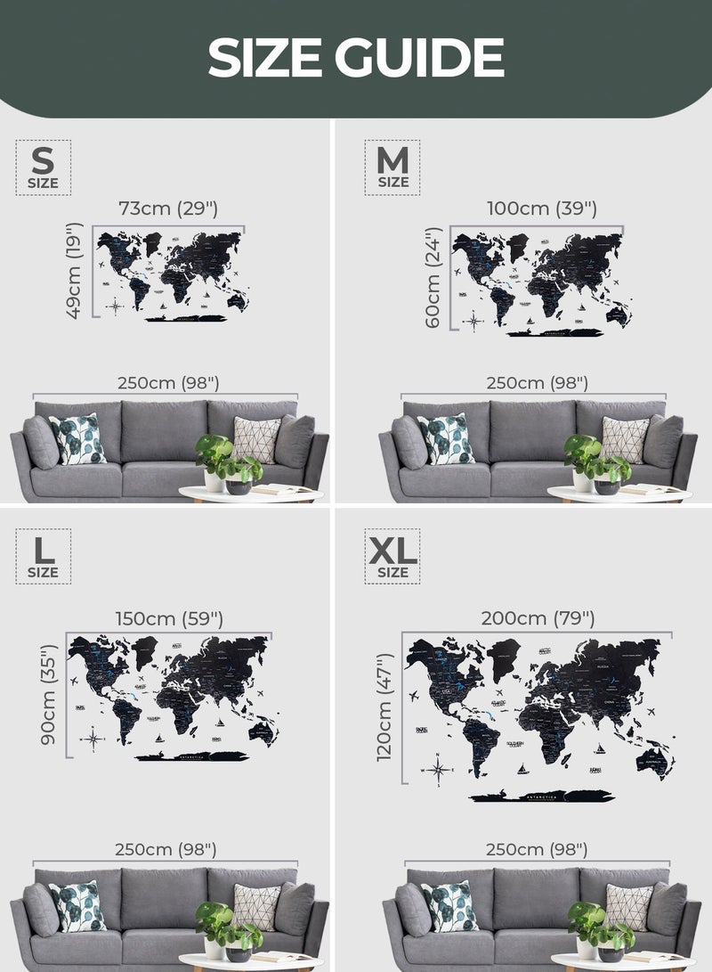 Enjoy The Wood Enjoy The Wood - 2D World Wood Wall Art – Elegant Wooden World Wall Decor for Home, Bedroom, or Office – Perfect Housewarming Gift & Handcrafted Wall Art - Midnight Design  - Image 3