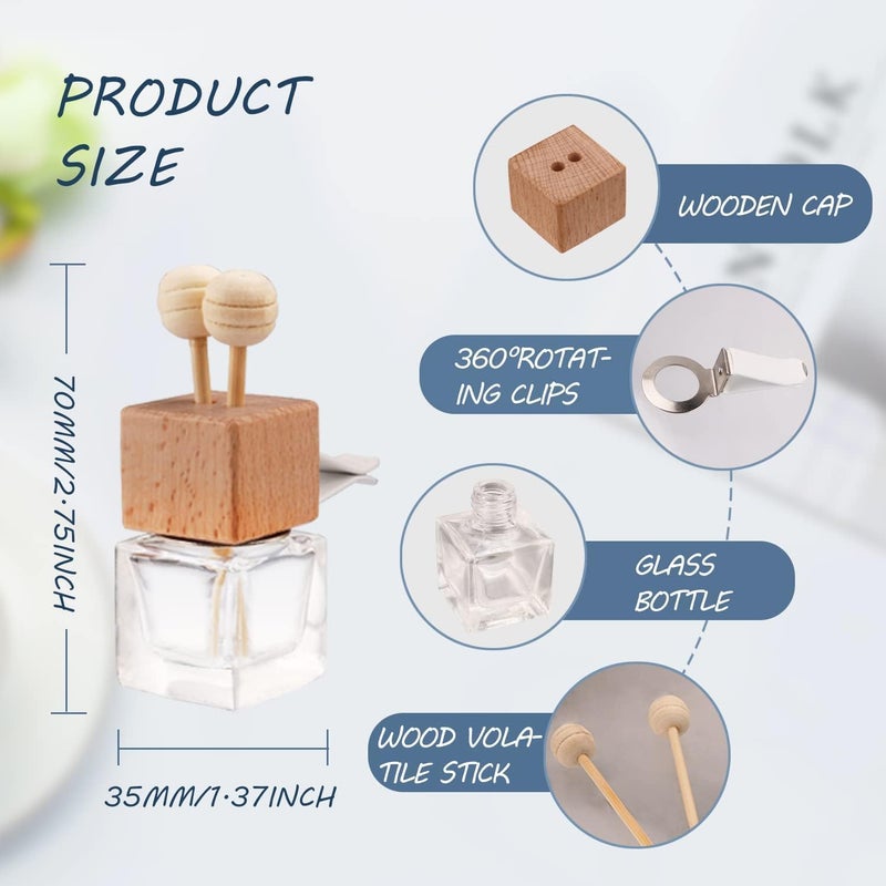 10 Packs Empty Glass Car Air Freshener Perfume Clip Diffuser, Empty Essential Oil Perfume Vials Diffuser Bottle, Aromatherapy Fragrance Diffuser Vent Outlet Ornament Decor - Image 2