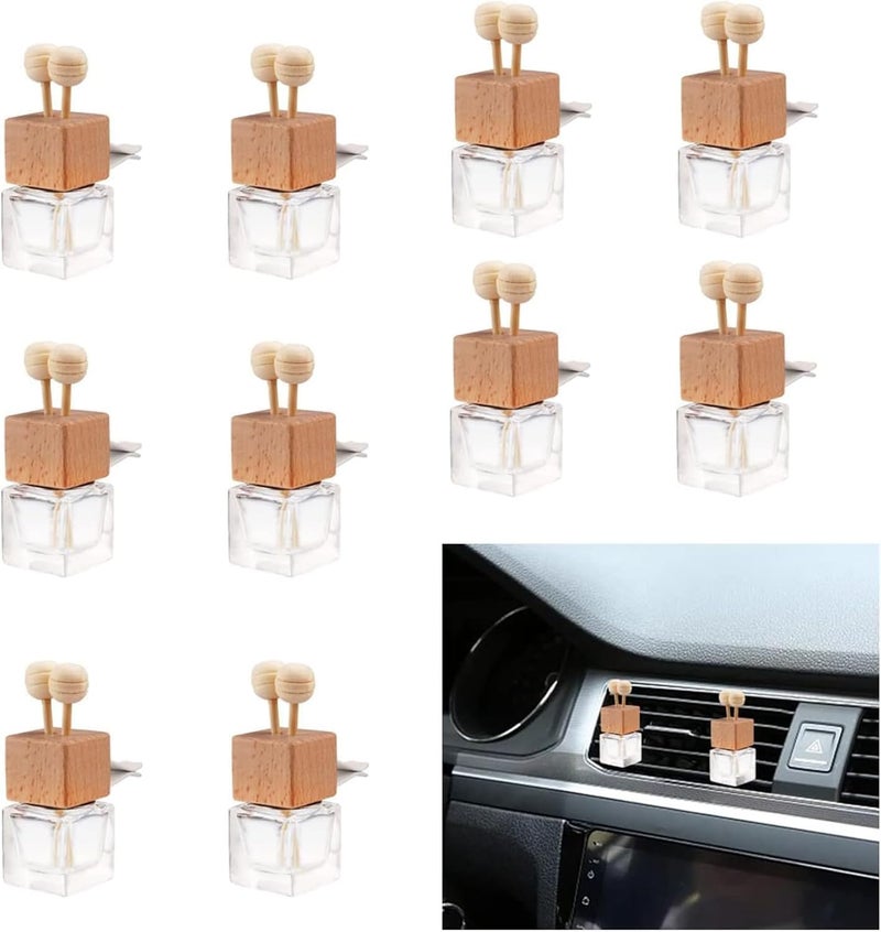10 Packs Empty Glass Car Air Freshener Perfume Clip Diffuser, Empty Essential Oil Perfume Vials Diffuser Bottle, Aromatherapy Fragrance Diffuser Vent Outlet Ornament Decor - Image 1