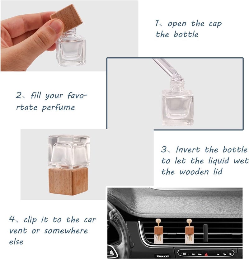 10 Packs Empty Glass Car Air Freshener Perfume Clip Diffuser, Empty Essential Oil Perfume Vials Diffuser Bottle, Aromatherapy Fragrance Diffuser Vent Outlet Ornament Decor - Image 5