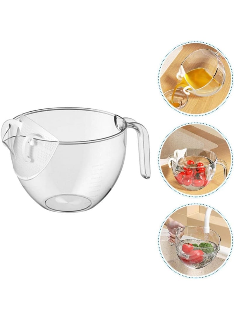 SOLARAE وعاء غسيل الأرز البلاستيكي مع مصفاة، 2 قطعة غسالة أرز ثقيلة مع مقبض، سلة مصفاة لتصفية الخضار، الفواكه، المعكرونة، الفاصوليا، شفاف - Image 2