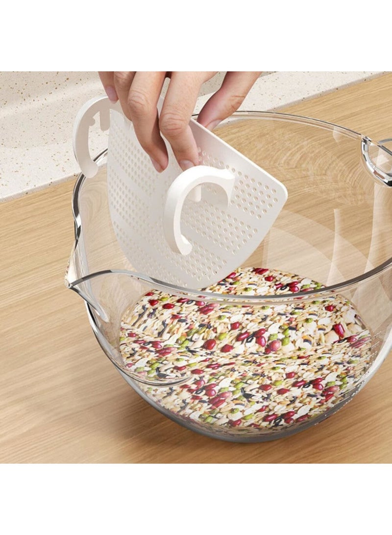 SOLARAE وعاء غسيل الأرز البلاستيكي مع مصفاة، 2 قطعة غسالة أرز ثقيلة مع مقبض، سلة مصفاة لتصفية الخضار، الفواكه، المعكرونة، الفاصوليا، شفاف - Image 5