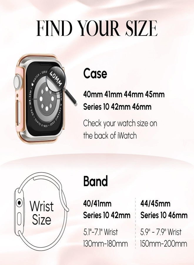 Knossen Braided Stretchy Band Compatible for Apple Watch Bands for Women and Case 40mm 41mm 42mm 44mm 45mm 46mm, Solace Solo Loop Bling Diamond Screen Protector Cover for iWatch Series 10 9 8 7 SE 6 5 4 - Image 5