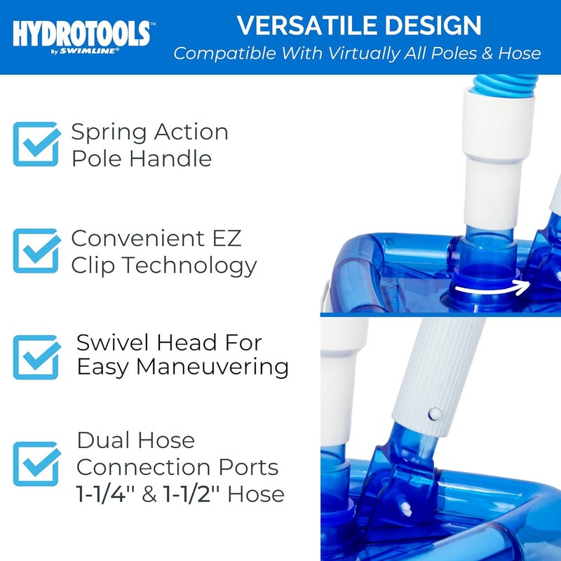 سويم لاين HydroTools رأس مكنسة حمام سباحة مثلثي مرجح شفاف، أزرق/أبيض - Image 5