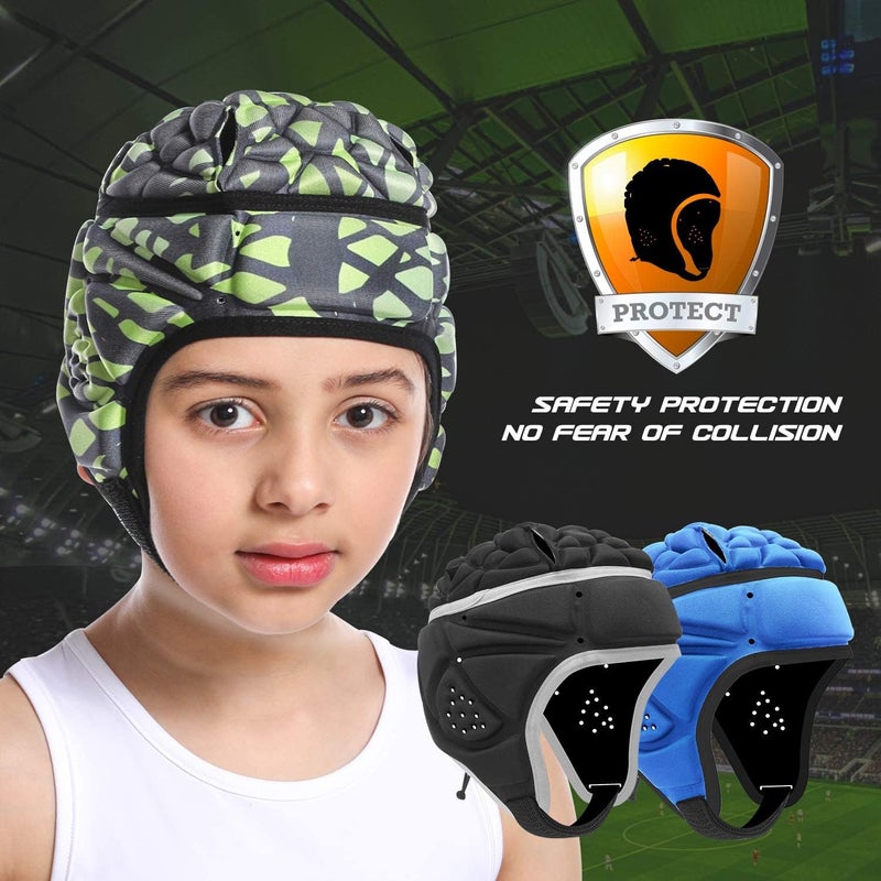 Mult-Color Soft Helmet, Flag Football Rugby Goalkeeper Helmet, Cap Soft Shell Helmet, Soccer Headgear Special Needs Protection for Childrens 4-12 Years - Image 2