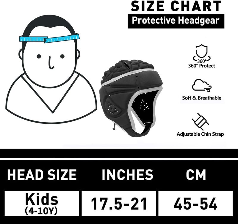 Mult-Color Soft Helmet, Flag Football Rugby Goalkeeper Helmet, Cap Soft Shell Helmet, Soccer Headgear Special Needs Protection for Childrens 4-12 Years - Image 3