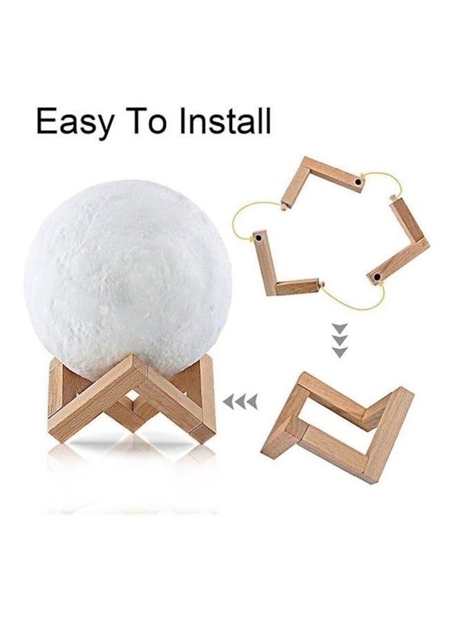 ال سي مصباح القمر ثلاثي الأبعاد مع قاعدة خشبية وإضاءة متعددة الألوان – إضاءة ليلية ديكورية قابلة للشحن USB - Image 1